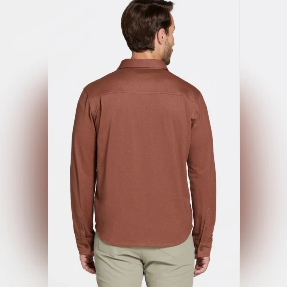 VRST Men's Long Sleeve Button Down Shirt Men's Brown Long Sleeve Shirt - Picture 5 of 11